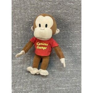 Vintage  Curious George 15 In Monkey Plush Toy Red Shirt